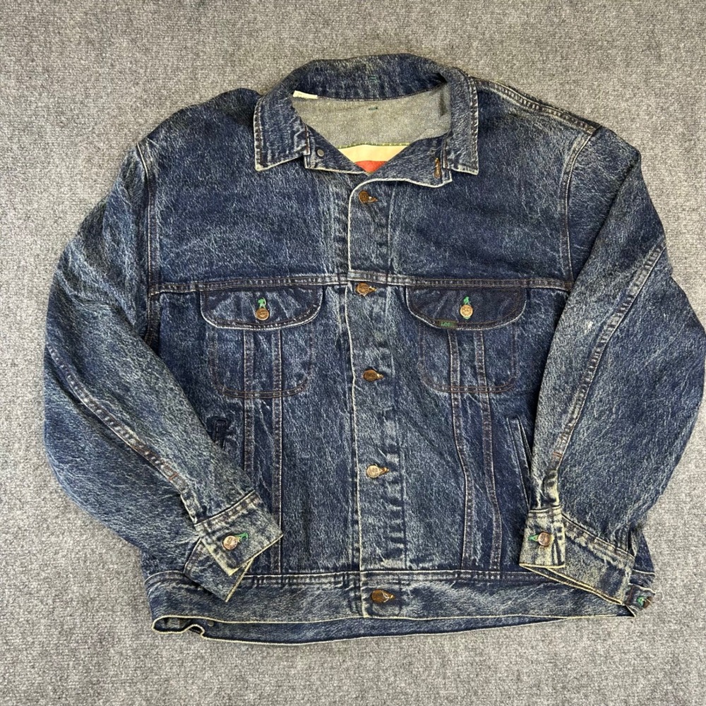 Vintage Lee Easy Rider Acid Wash Denim Jacket Mens XL Made in USA Trucker 80s